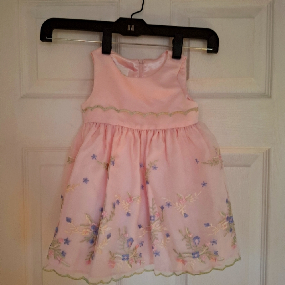Infant American Princess Dress Embroidered Flowers Pink 18 Months Easter Formal